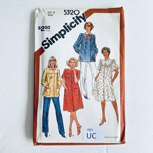 VTG 80s Simplicity Sewing Pattern 5320 Misses Smocks Two Lengths Size 12 UNCUT